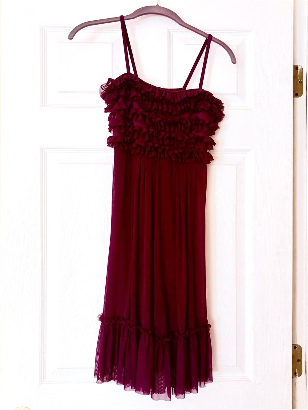 Weissman Deep Plum Ruffled Mesh Contemporary Lyrical Dance Costume Size XLC